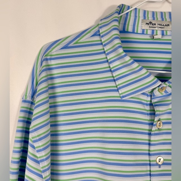 Peter Millar Summer Comfort Polo Golf Shirt Payne’s Valley Logo Striped Size XL - Picture 3 of 11